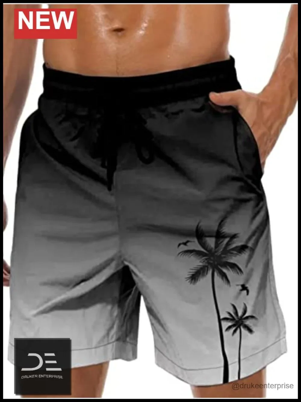 Men's Swim Trunks Mesh Lining Board Shorts Hawaiian Bathing Suit Quick-Dry